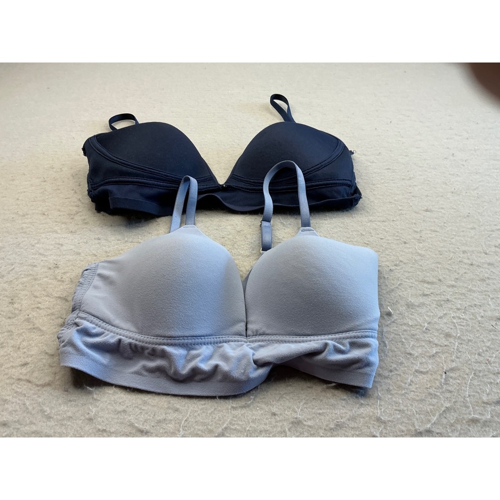 Lucky Brand 2 Pack Wireless T-Shirt Bra Molded Cup Comfort 34C Black Blue